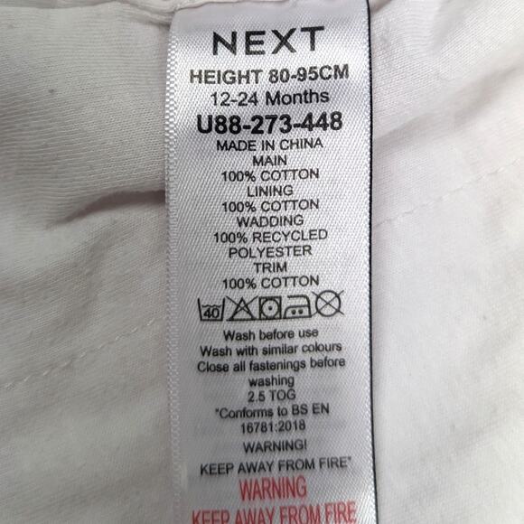 Next UK Baby Swaddle White Floral Baby Girls Sz 12-24m - Picture 5 of 5